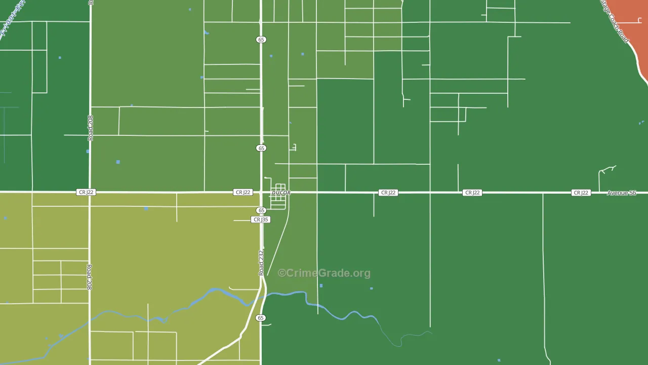 Ducor, CA Map of Drug-Related Crime Rates
