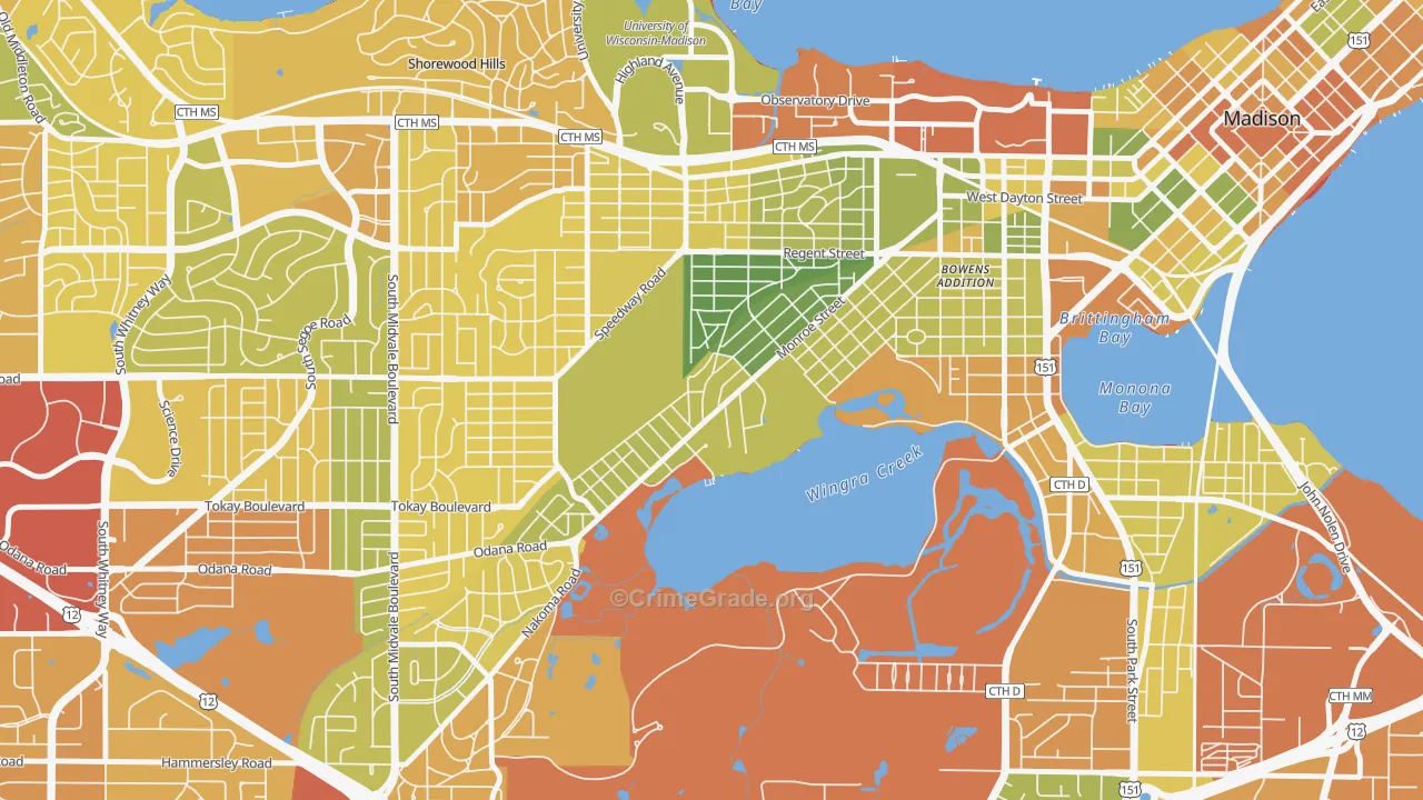 Dudgeon-Monroe, Madison, WI Map of Drug-Related Crime Rates
