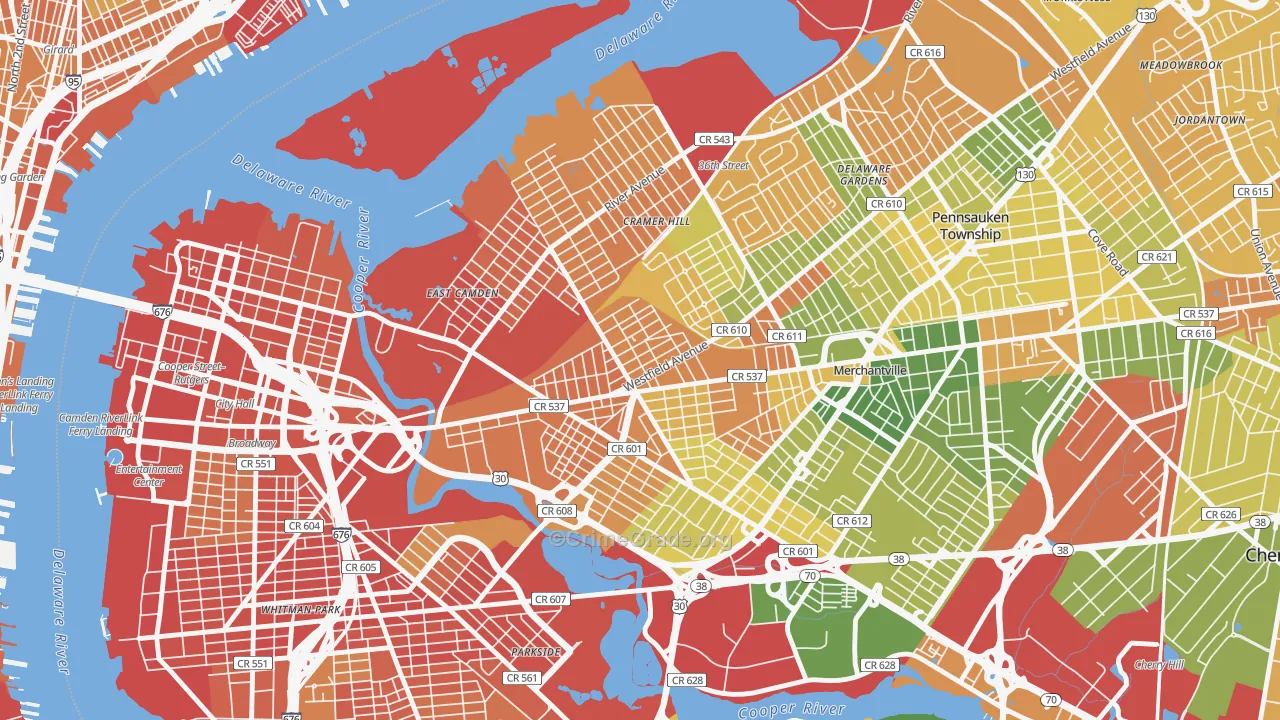 Dudley, Camden, NJ Map of Drug-Related Crime Rates
