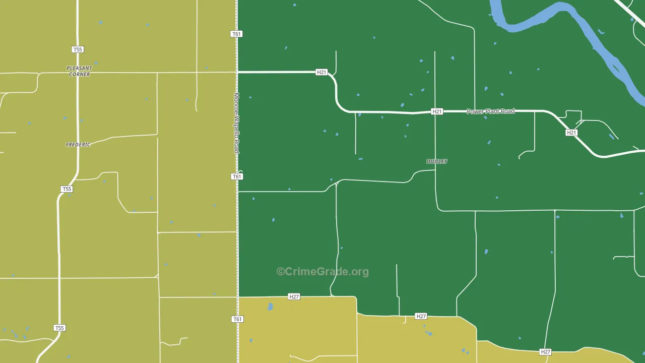 Dudley, IA Map of Drug-Related Crime Rates