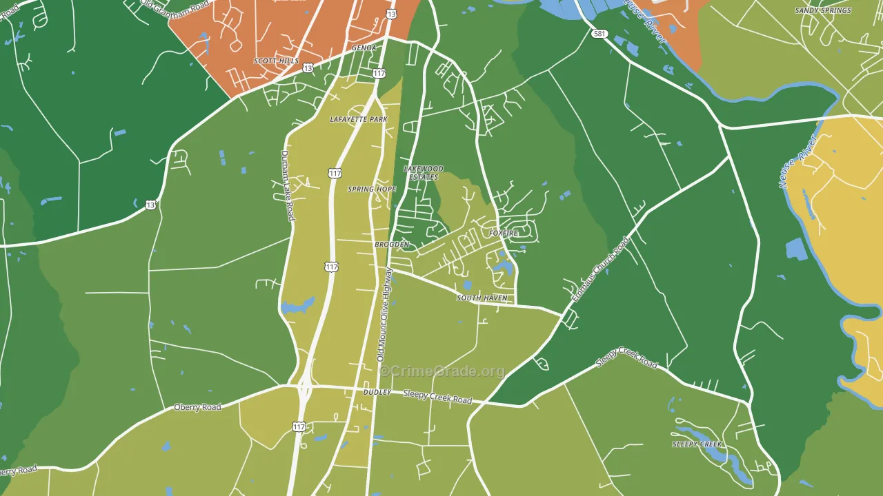 Dudley, NC Map of Drug-Related Crime Rates