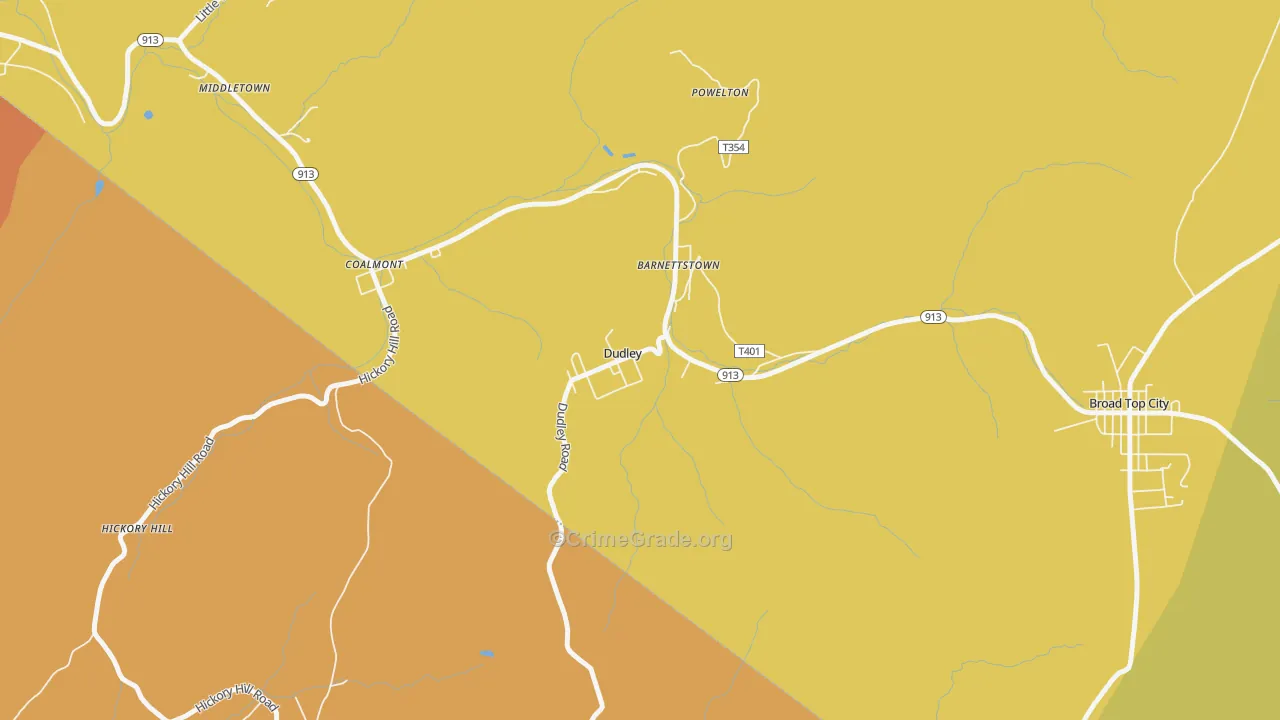Dudley, PA Map of Drug-Related Crime Rates