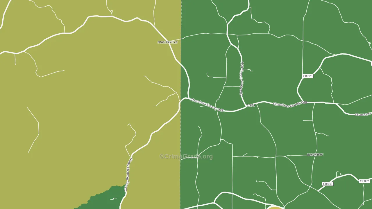Dudleyville, AL Map of Drug-Related Crime Rates