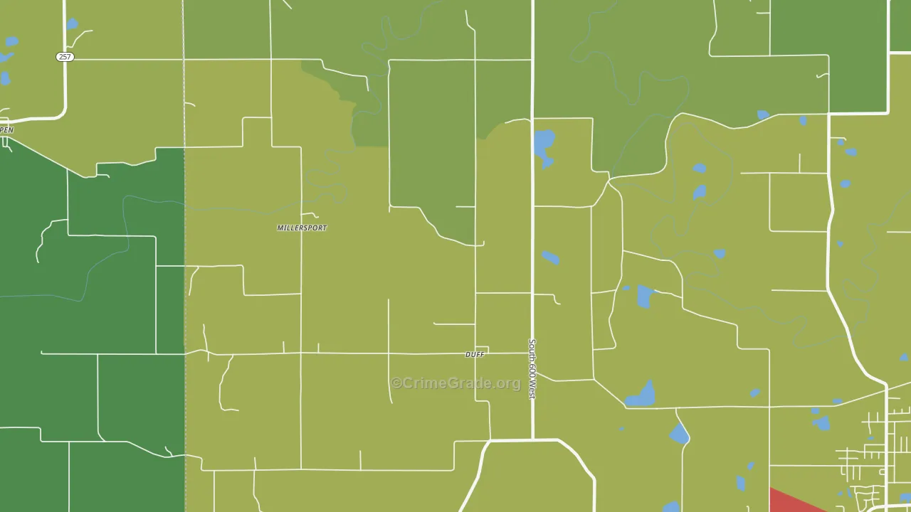 Duff, IN Map of Drug-Related Crime Rates