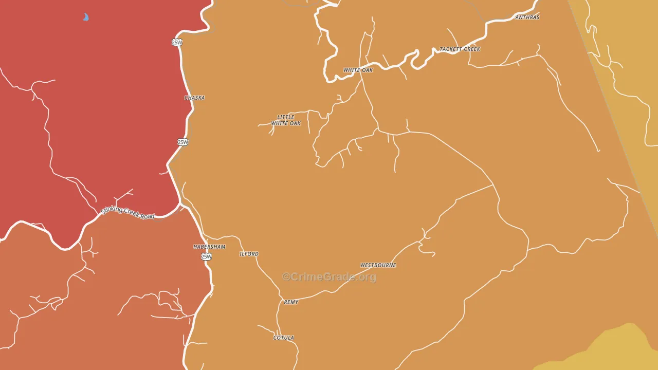 Duff, TN Map of Drug-Related Crime Rates