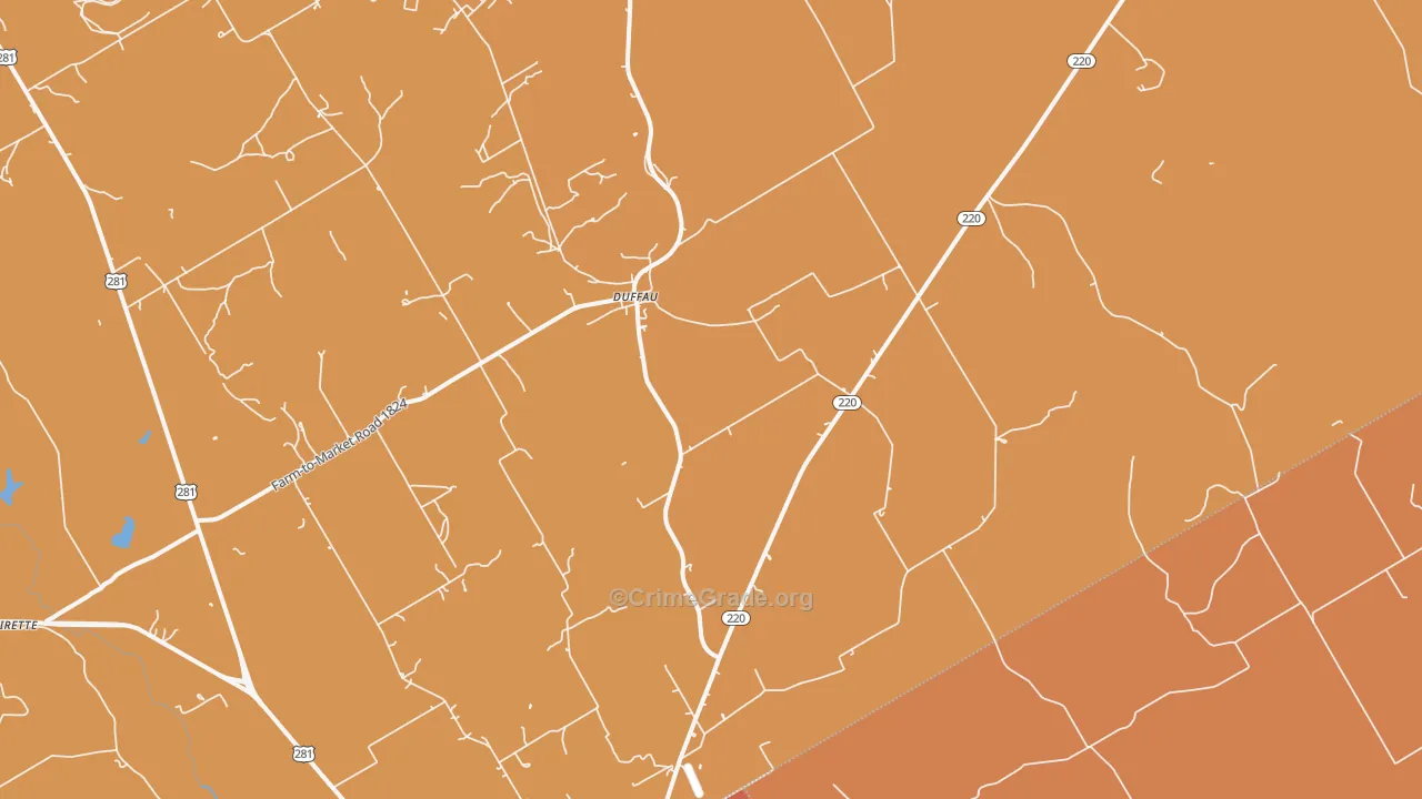 Duffau, TX Map of Drug-Related Crime Rates