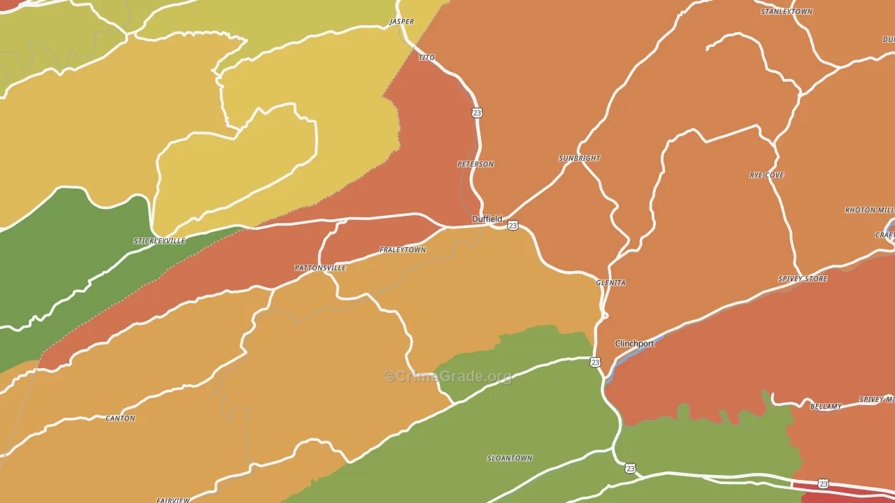 Duffield, VA Map of Drug-Related Crime Rates