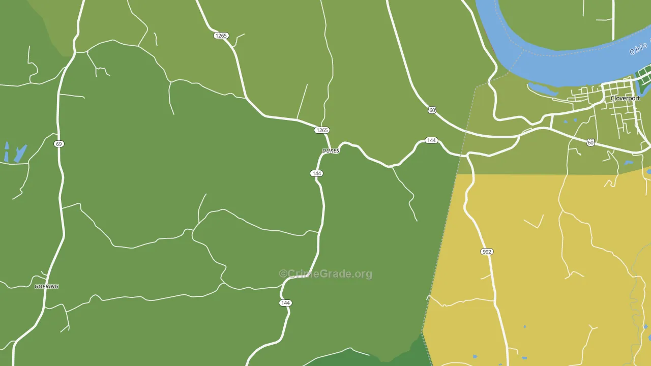 Dukes, KY Map of Drug-Related Crime Rates