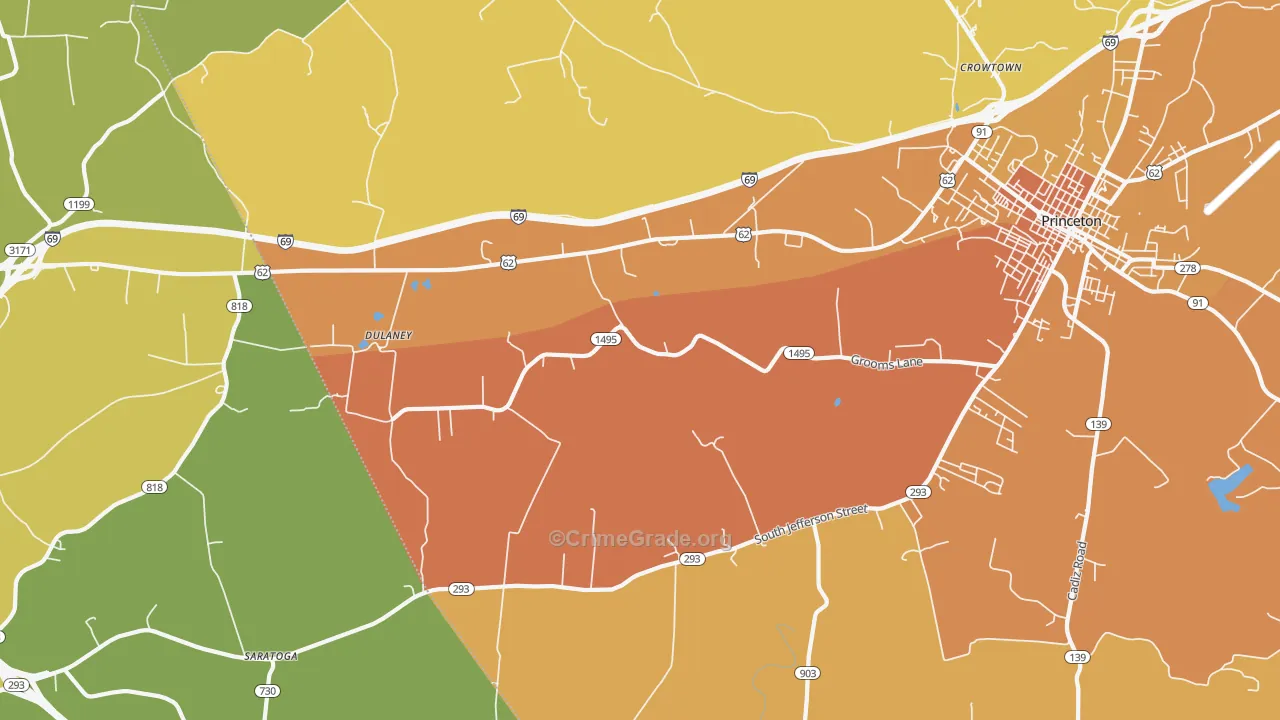 Dulaney, KY Map of Drug-Related Crime Rates