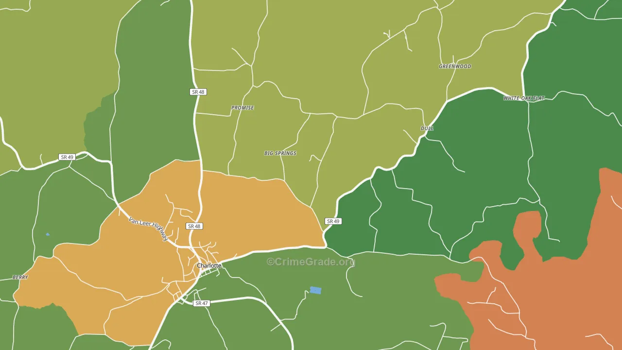 Dull, TN Map of Drug-Related Crime Rates