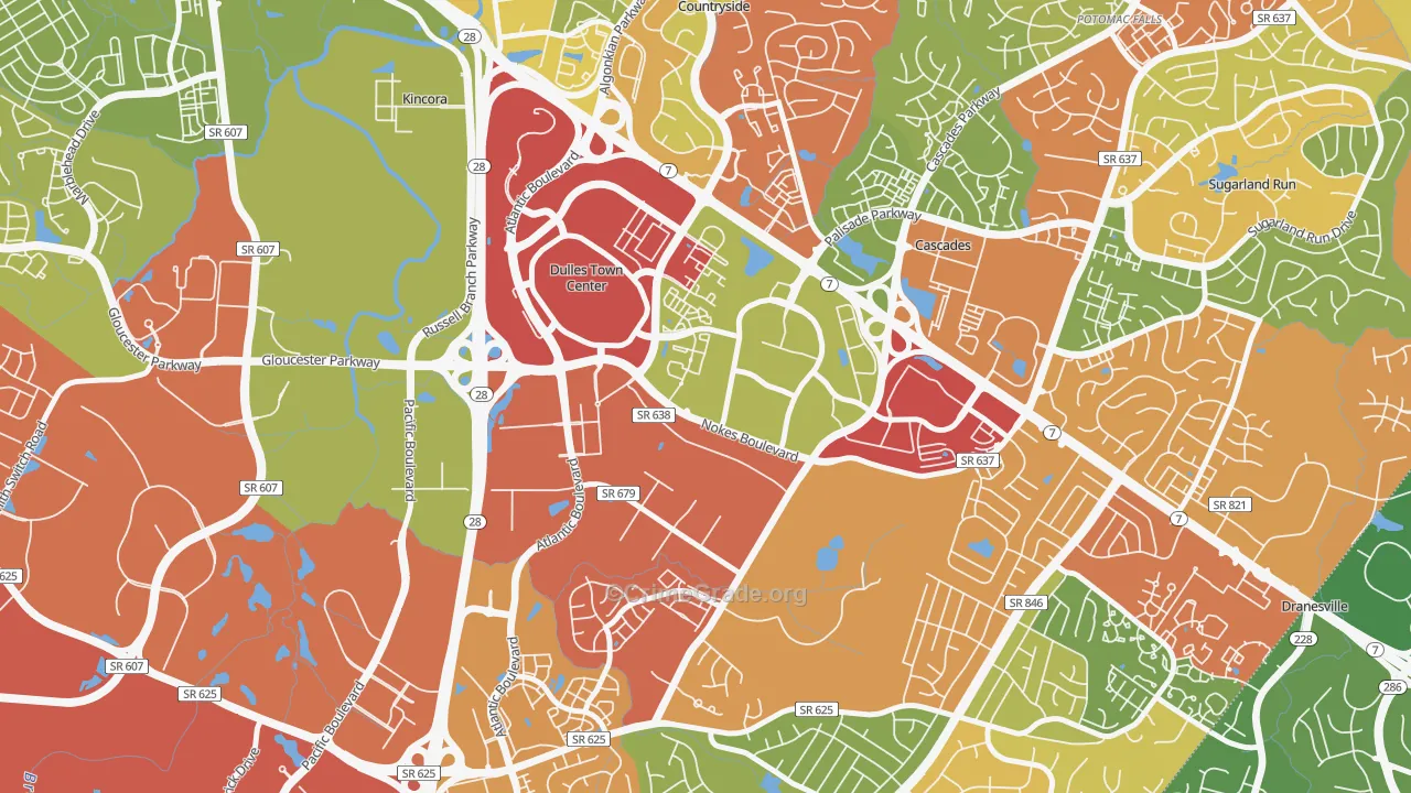 Dulles Town Center, VA Map of Drug-Related Crime Rates