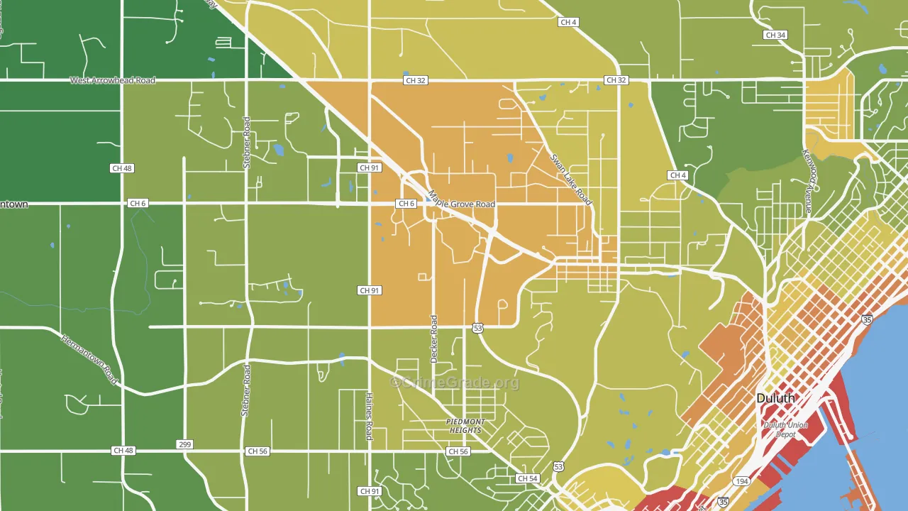 Duluth Heights, Duluth, MN Map of Drug-Related Crime Rates