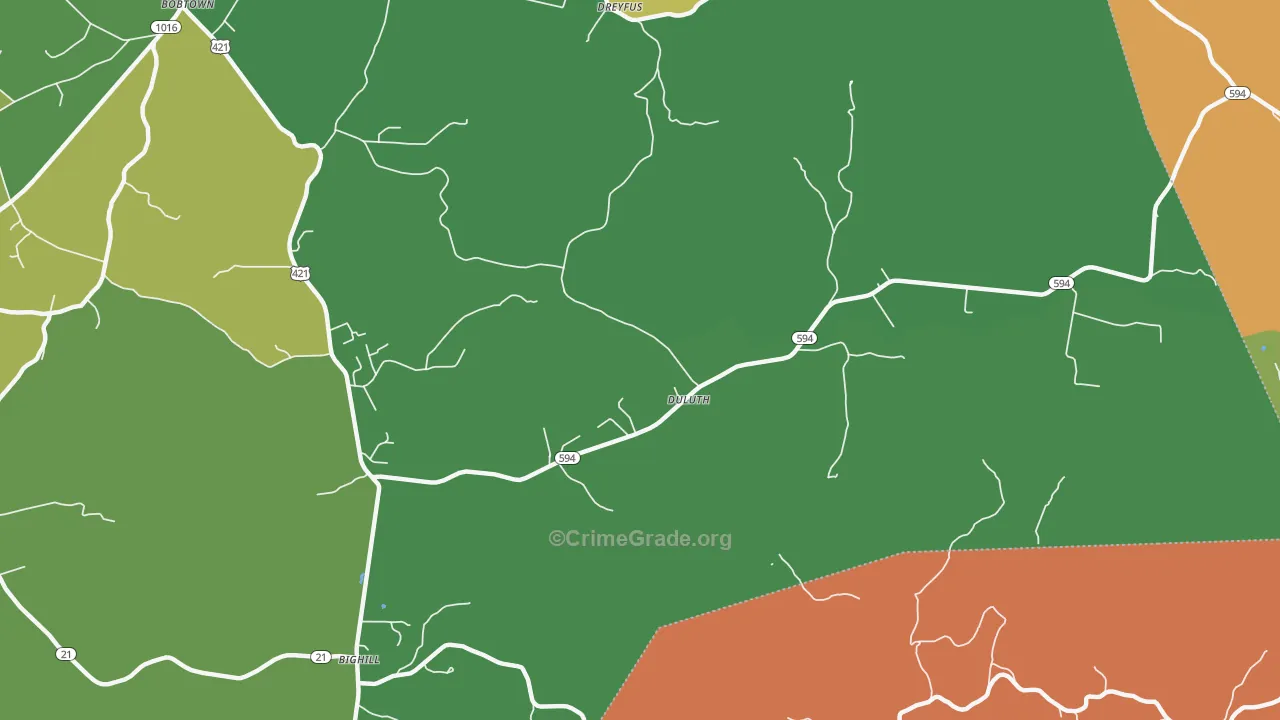 Duluth, KY Map of Drug-Related Crime Rates