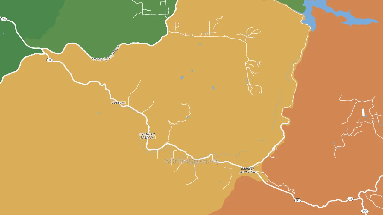 Dulzura, CA Map of Drug-Related Crime Rates
