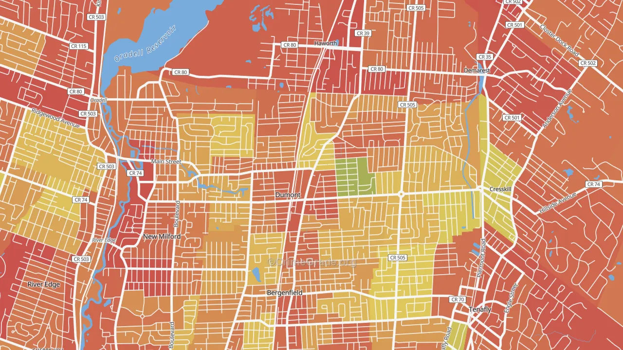 Dumont, NJ Map of Drug-Related Crime Rates