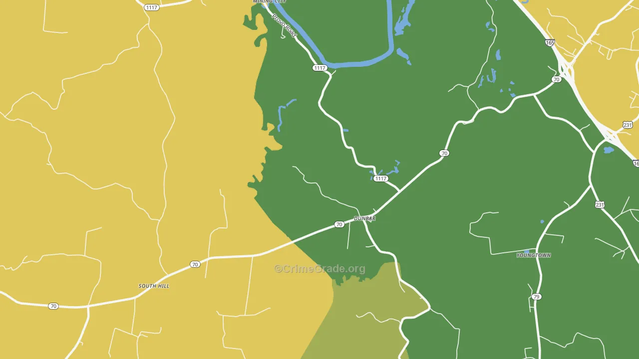 Dunbar, KY Map of Drug-Related Crime Rates