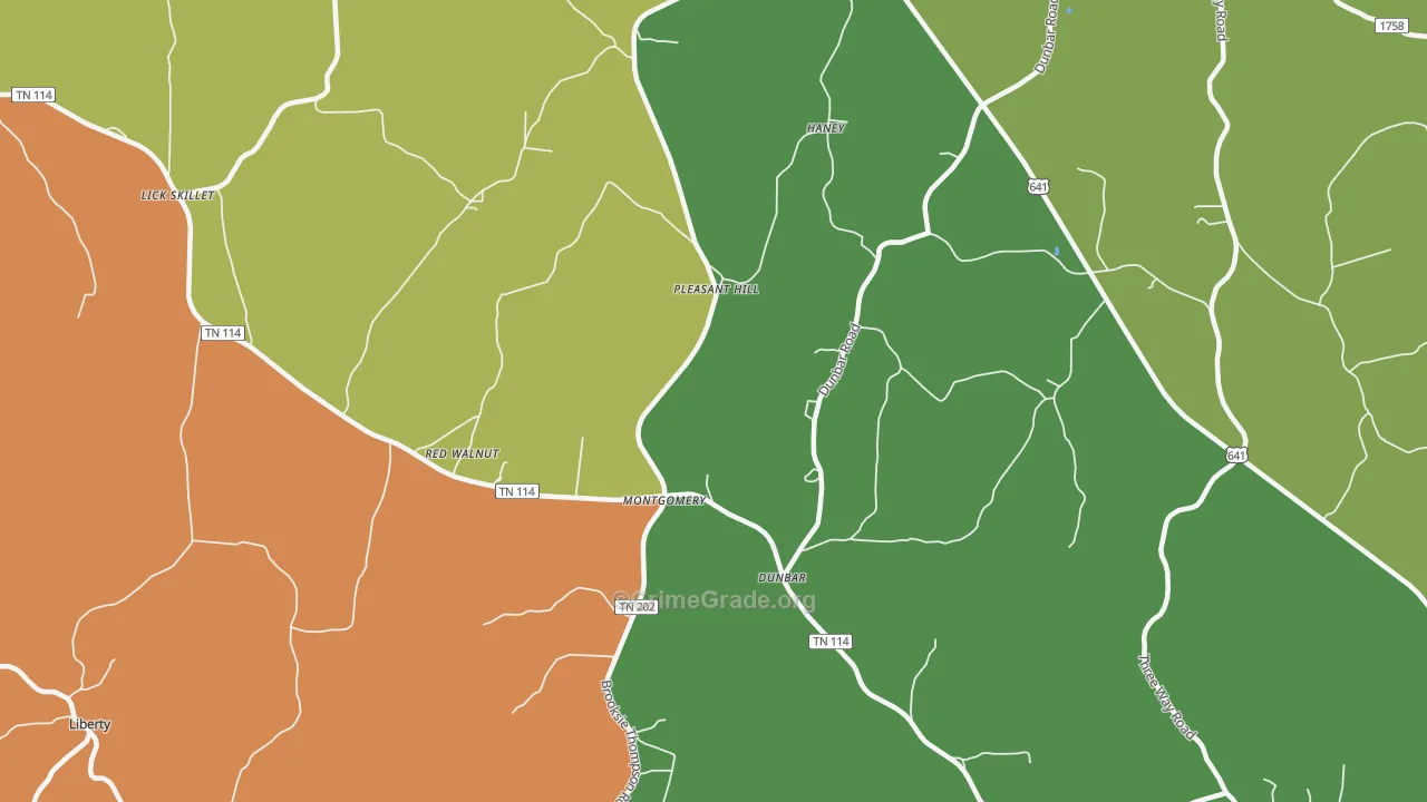 Dunbar, TN Map of Drug-Related Crime Rates