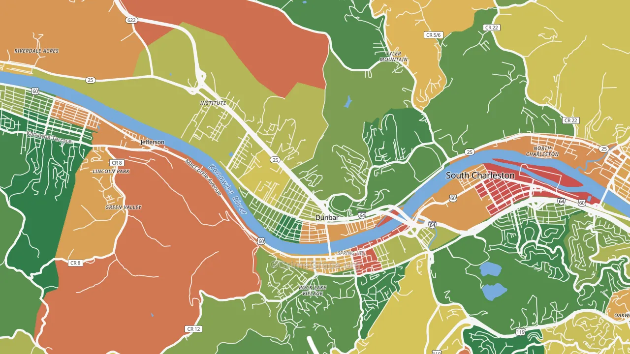 Dunbar, WV Map of Drug-Related Crime Rates