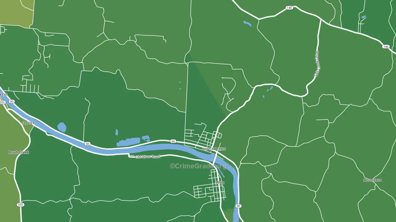 Duncan Falls, OH Map of Drug-Related Crime Rates