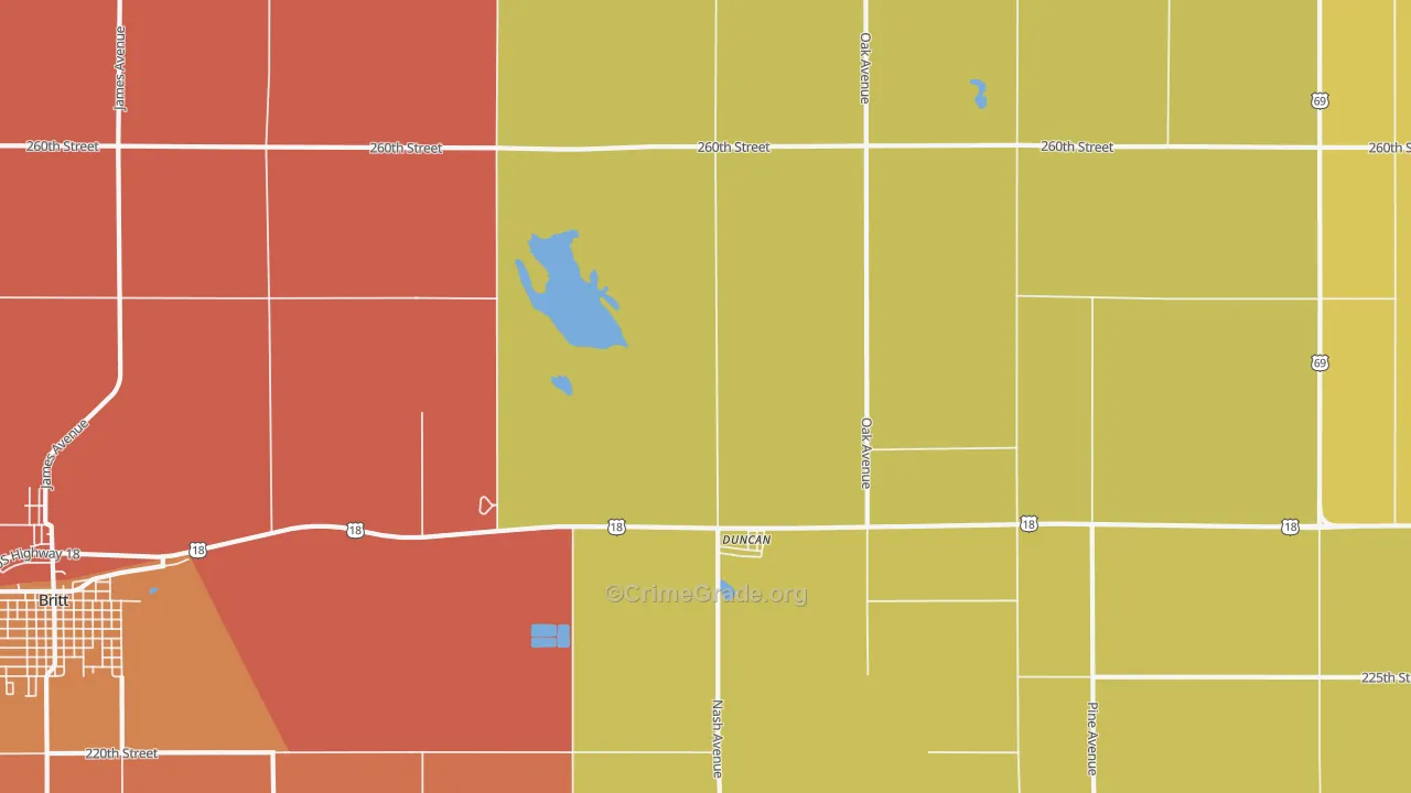 Duncan, IA Map of Drug-Related Crime Rates