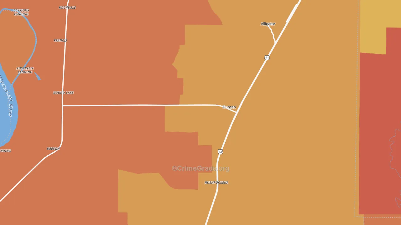 Duncan, MS Map of Drug-Related Crime Rates
