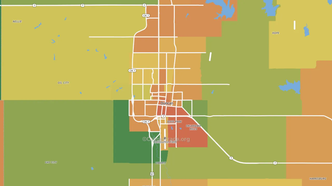 Duncan, OK Map of Drug-Related Crime Rates