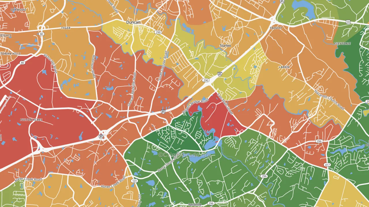 Duncan, SC Map of Drug-Related Crime Rates