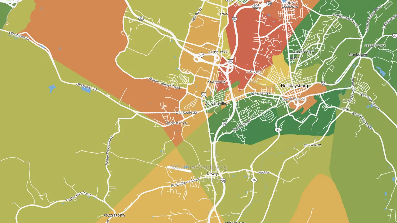 Duncansville, PA Map of Drug-Related Crime Rates