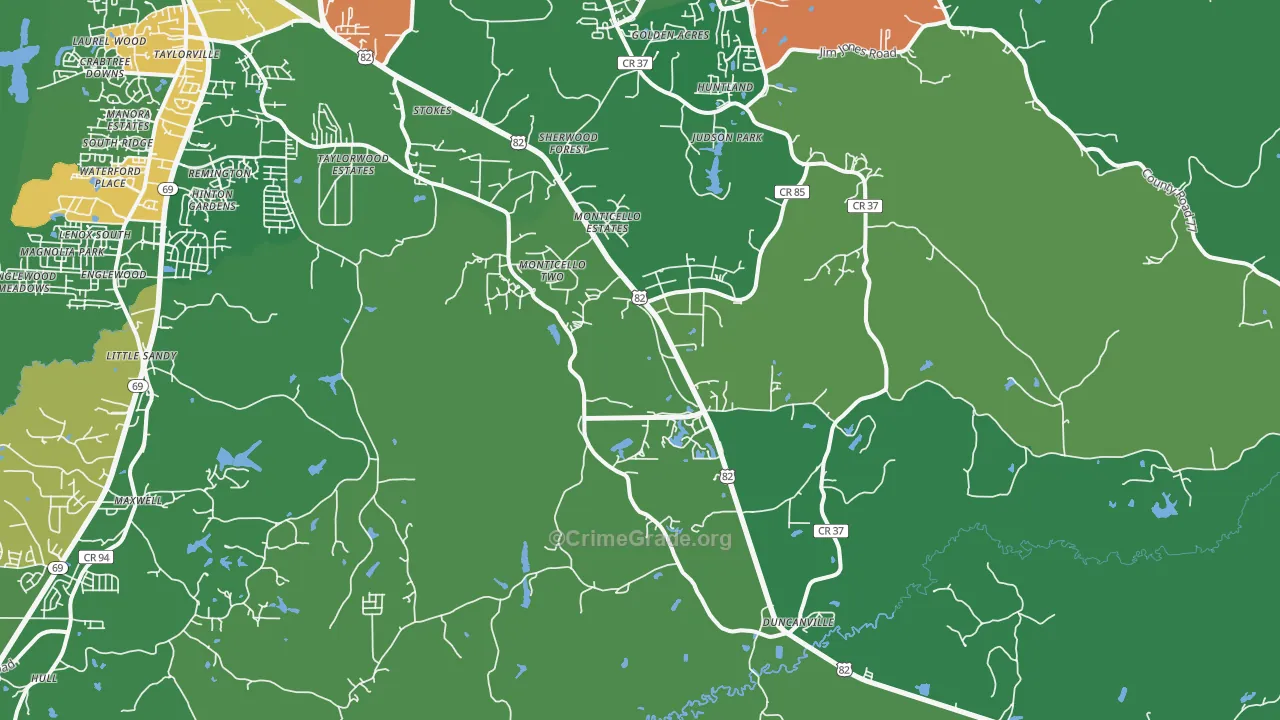 Duncanville, AL Map of Drug-Related Crime Rates