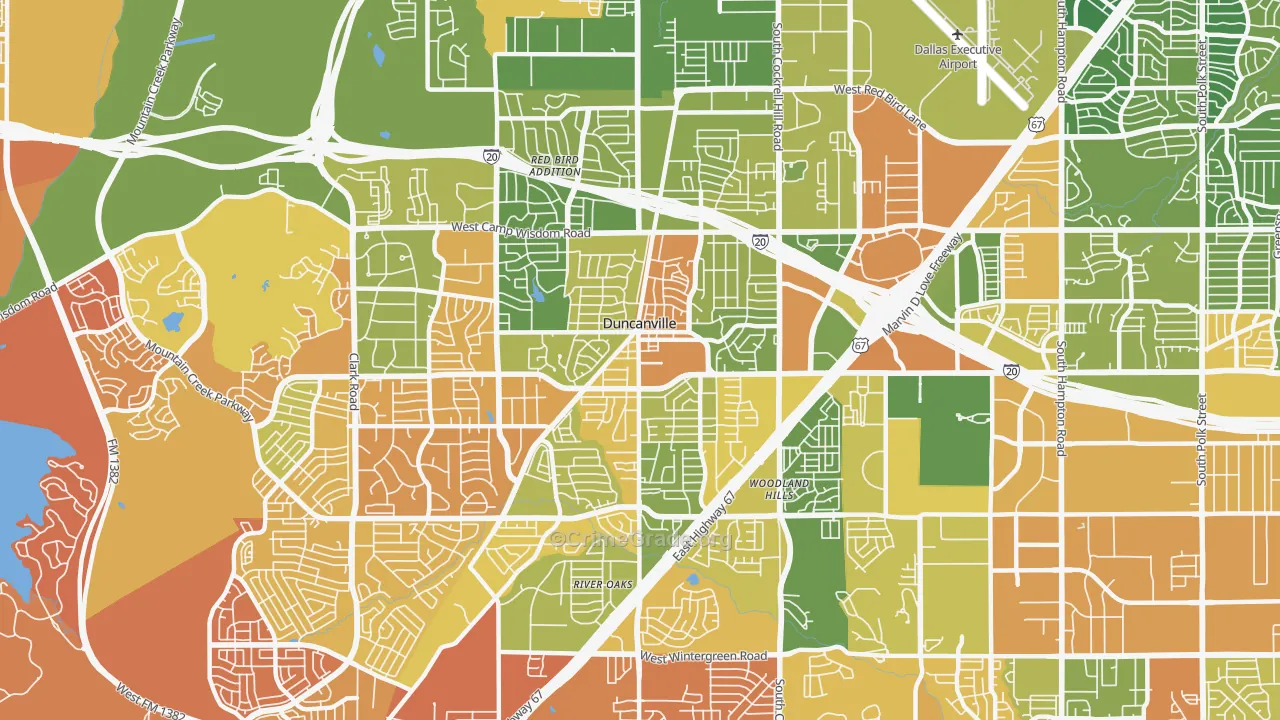 Duncanville, TX Map of Drug-Related Crime Rates
