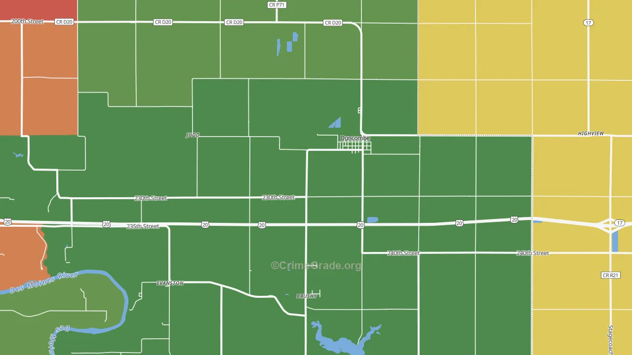 Duncombe, IA Map of Drug-Related Crime Rates