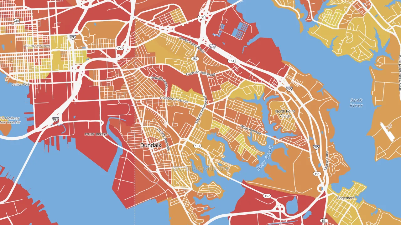 Dundalk, MD Map of Drug-Related Crime Rates