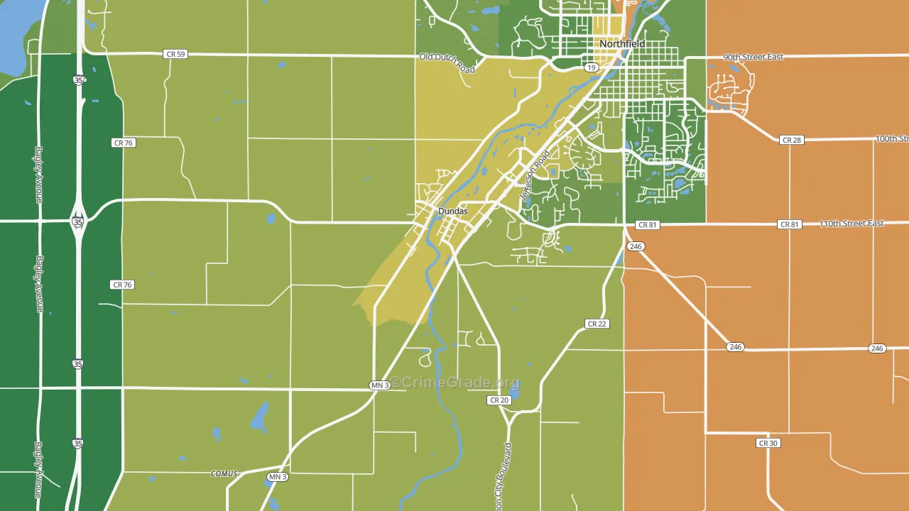 Dundas, MN Map of Drug-Related Crime Rates