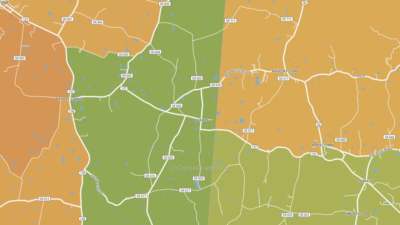 Dundas, VA Map of Drug-Related Crime Rates