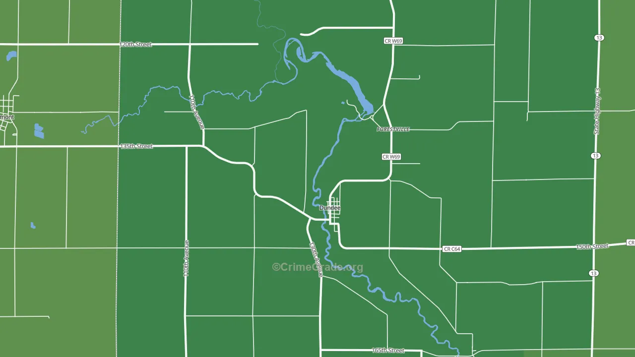 Dundee, IA Map of Drug-Related Crime Rates