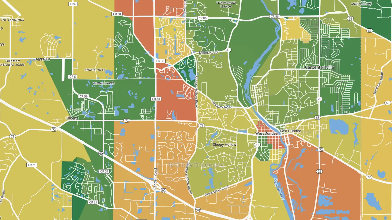 Dundee, IL Map of Drug-Related Crime Rates