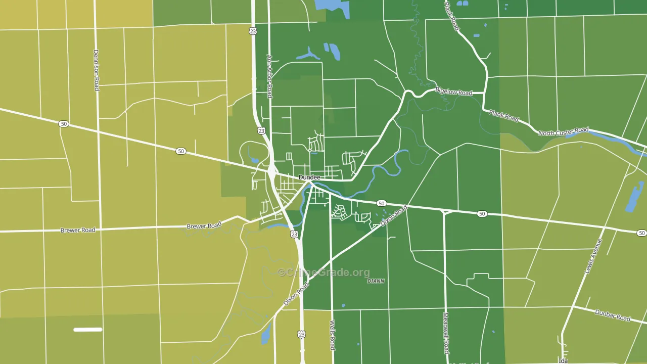 Dundee, MI Map of Drug-Related Crime Rates
