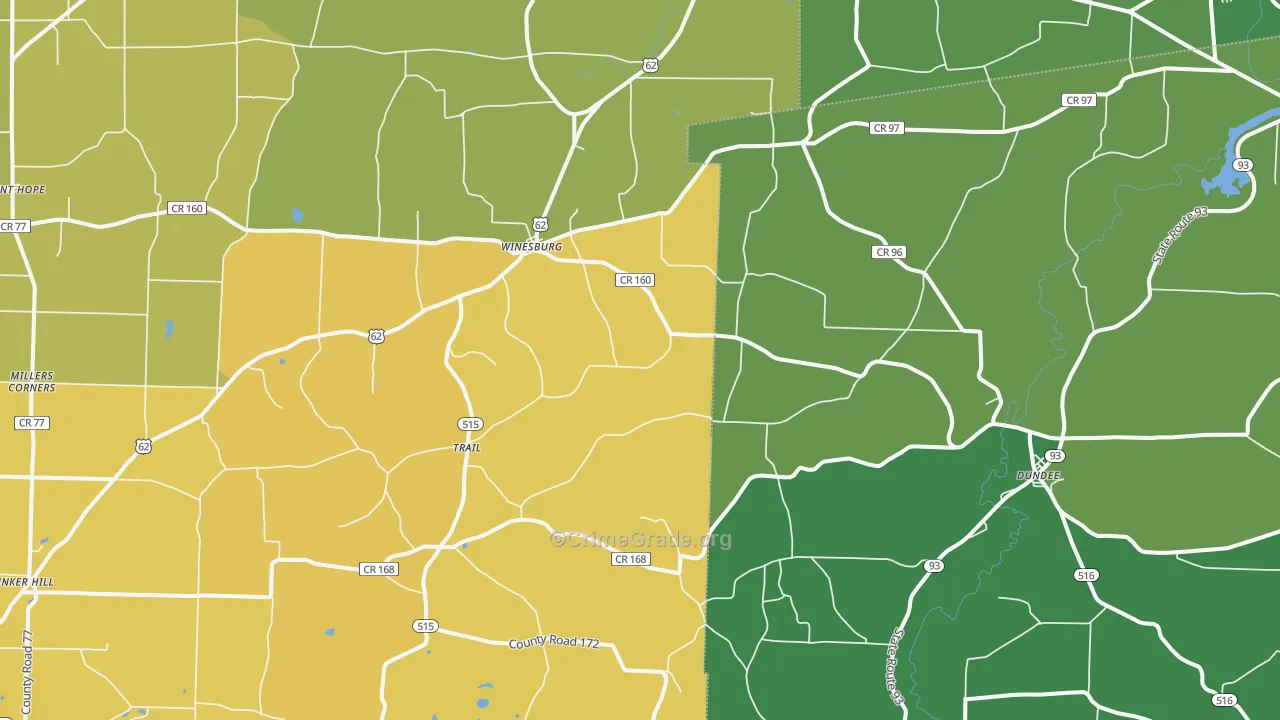 Dundee, OH Map of Drug-Related Crime Rates