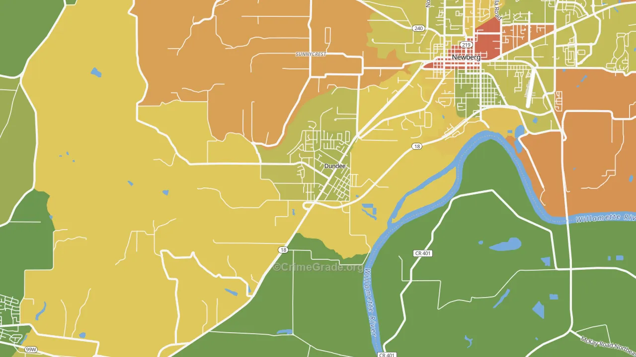 Dundee, OR Map of Drug-Related Crime Rates