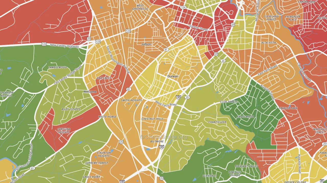Dunean, SC Map of Drug-Related Crime Rates