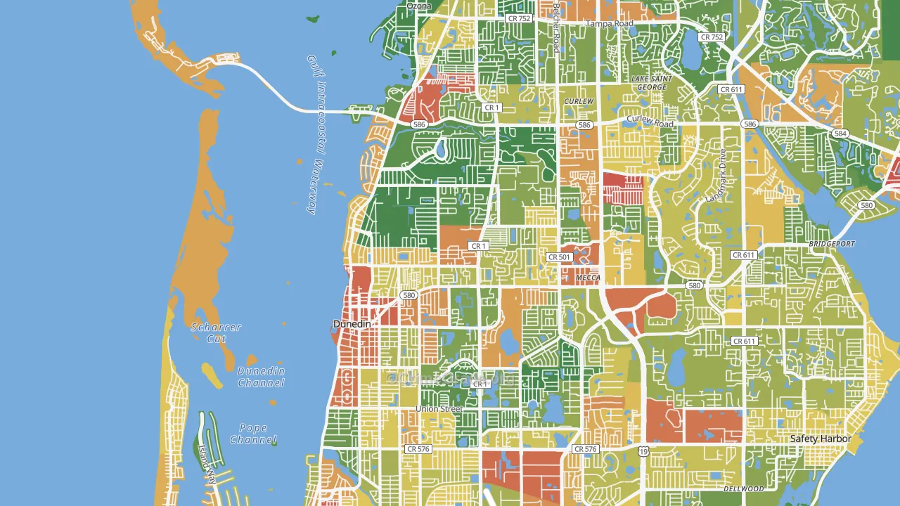 Dunedin, FL Map of Drug-Related Crime Rates