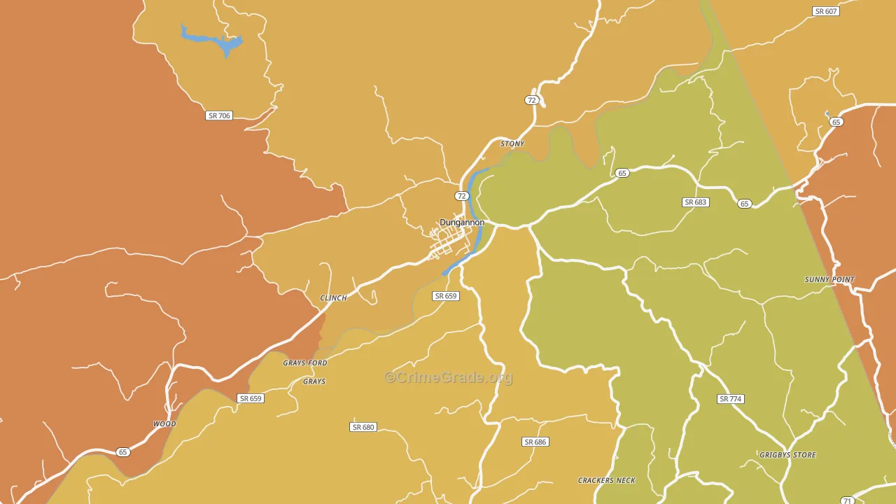 Dungannon, VA Map of Drug-Related Crime Rates
