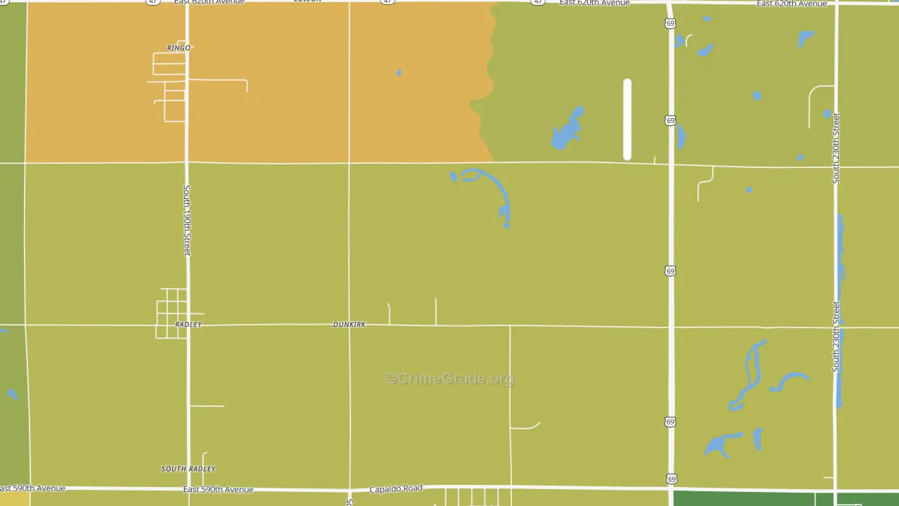 Dunkirk, KS Map of Drug-Related Crime Rates
