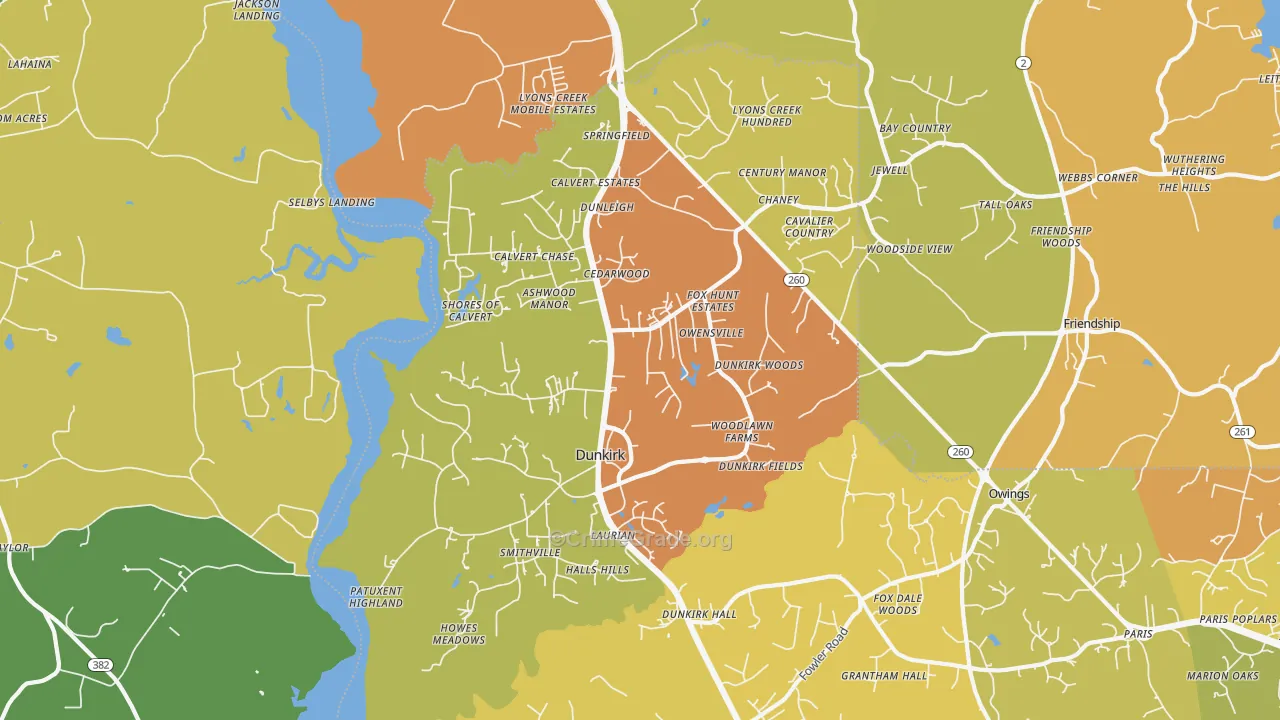 Dunkirk, MD Map of Drug-Related Crime Rates