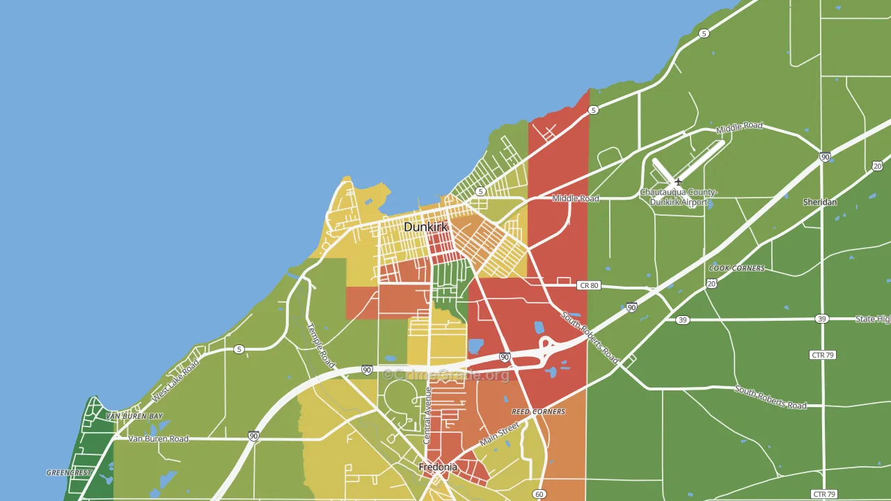 Dunkirk, NY Map of Drug-Related Crime Rates