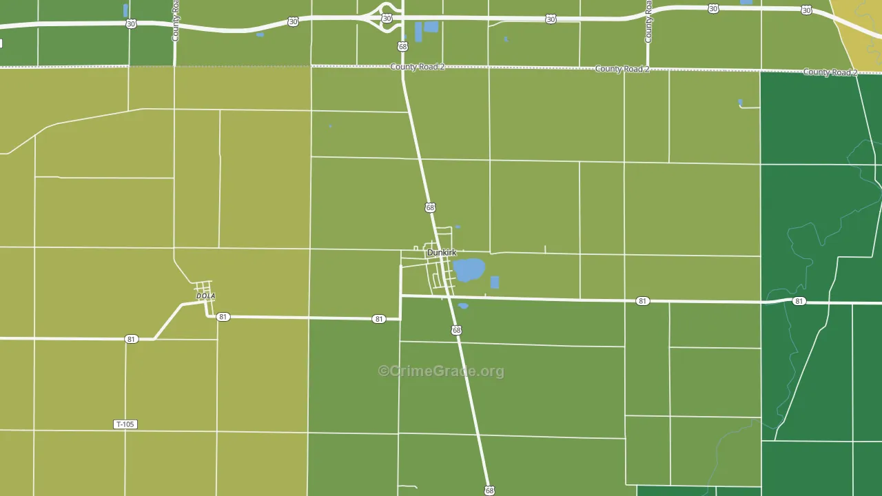 Dunkirk, OH Map of Drug-Related Crime Rates