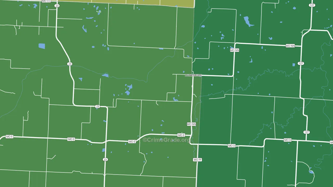 Dunksburg, MO Map of Drug-Related Crime Rates