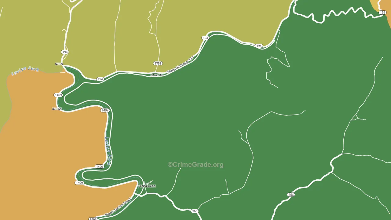 Dunlap, KY Map of Drug-Related Crime Rates