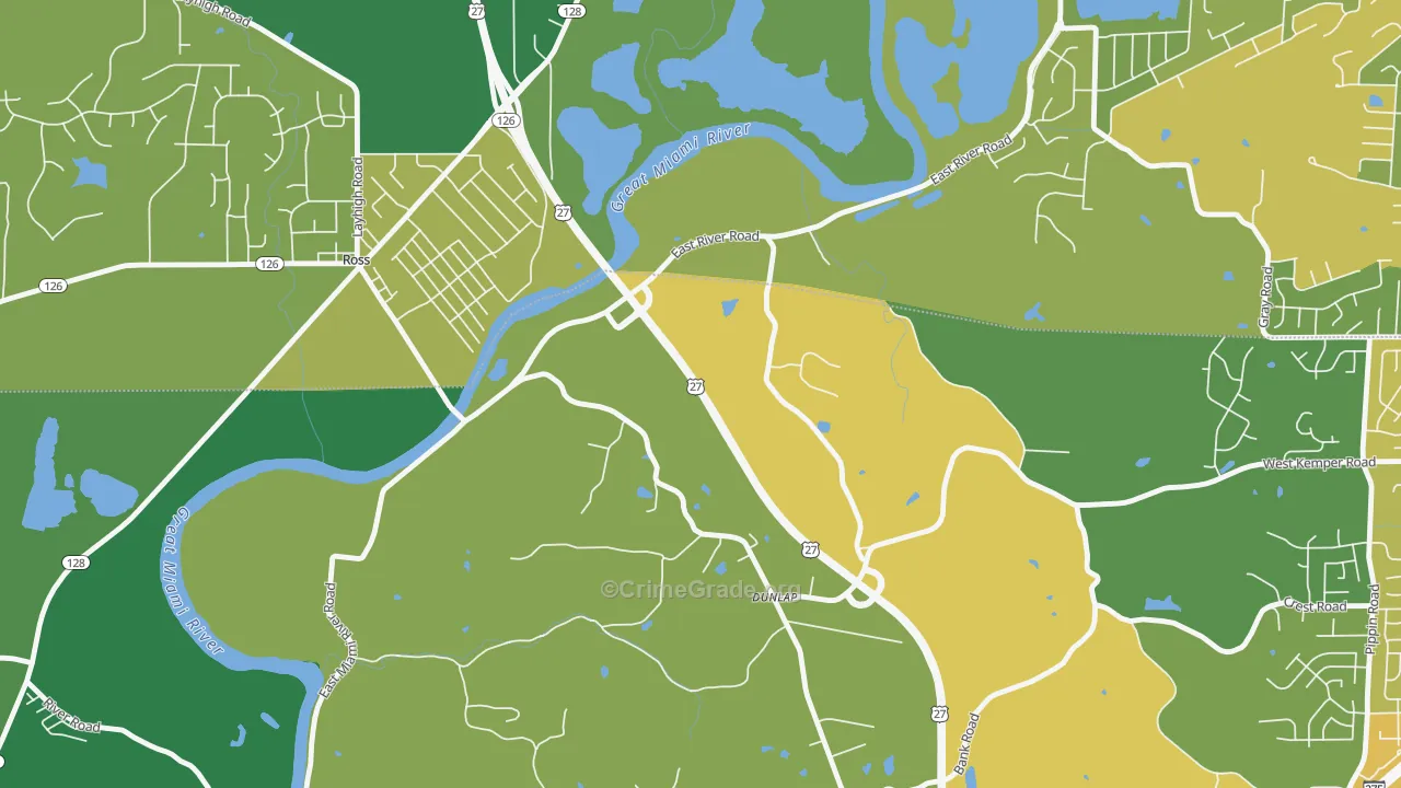 Dunlap, OH Map of Drug-Related Crime Rates