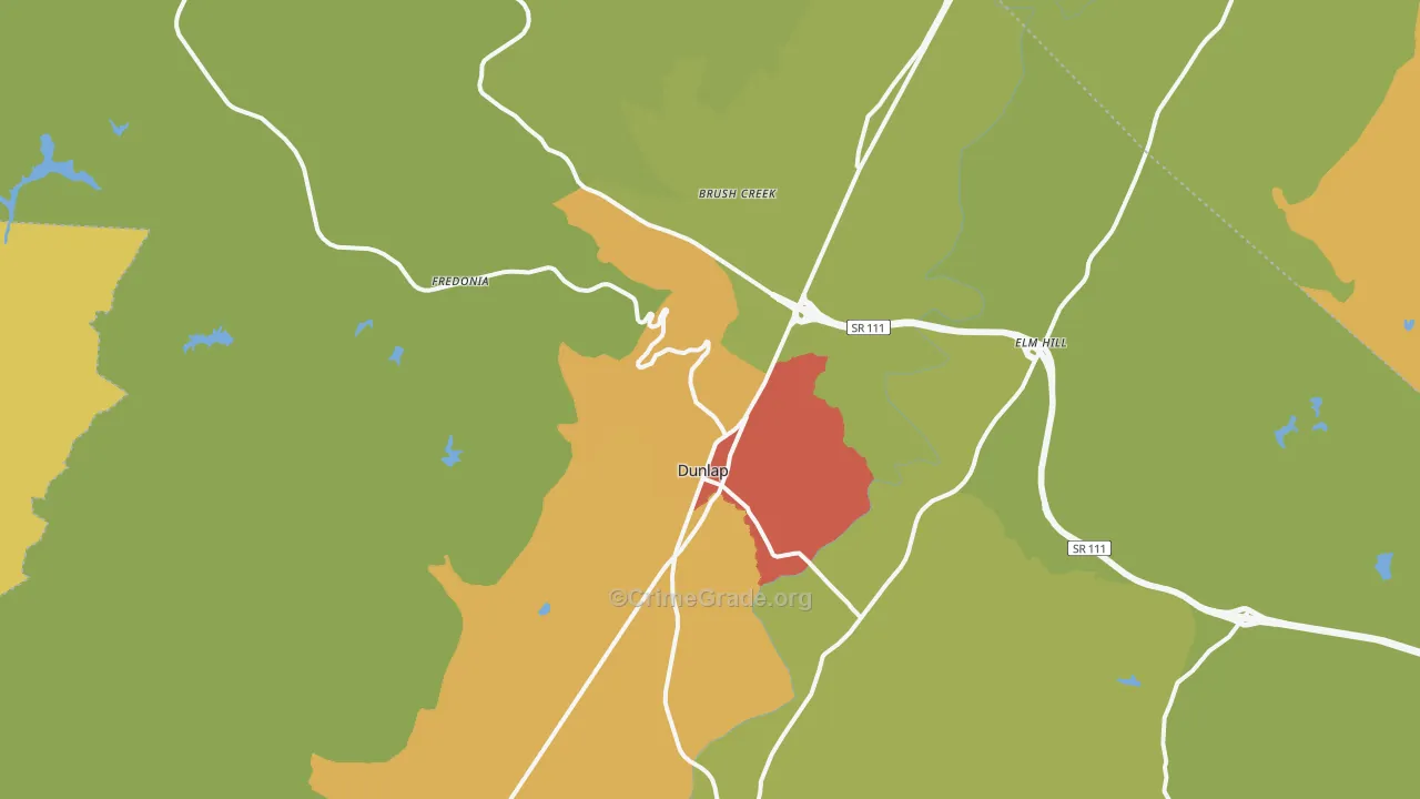 Dunlap, TN Map of Drug-Related Crime Rates